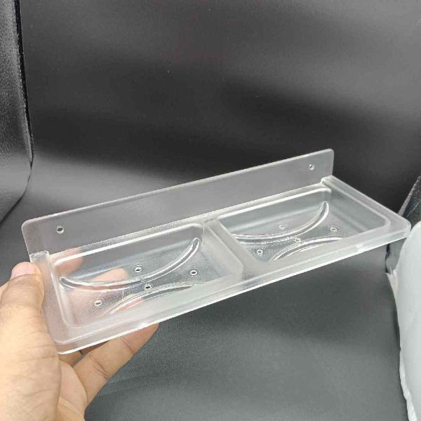 ABS double soap dish clear square unbreakable