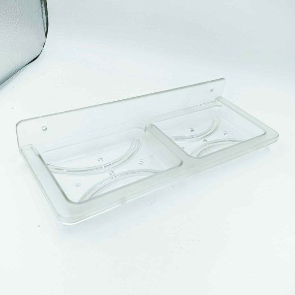 ABS double soap dish clear square unbreakable