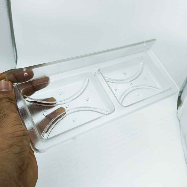 ABS double soap dish clear square unbreakable