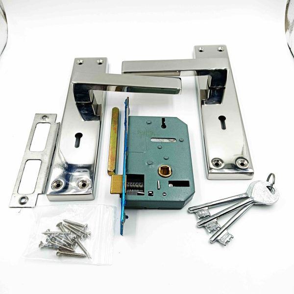 Mortise lock steel 8 inch square model c.p crome 