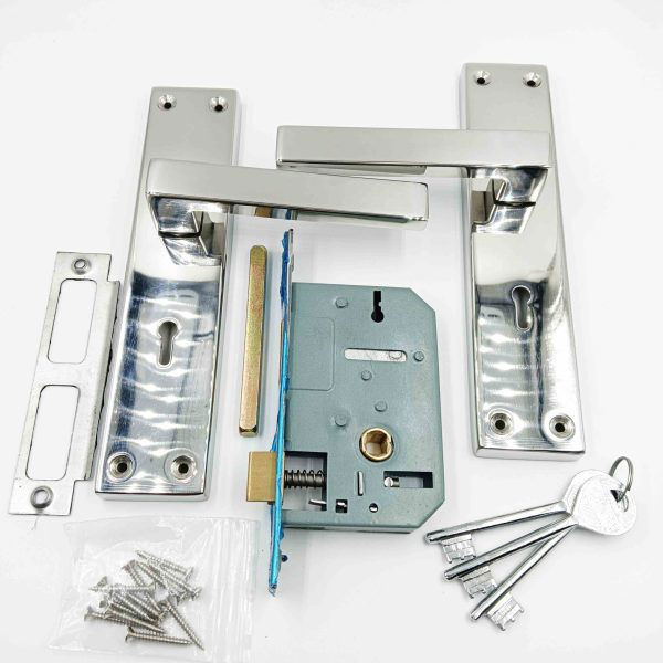 Mortise lock steel 8 inch square model c.p crome 