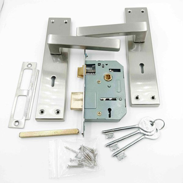 Mortise lock steel 8 inch square model s.s matt finish