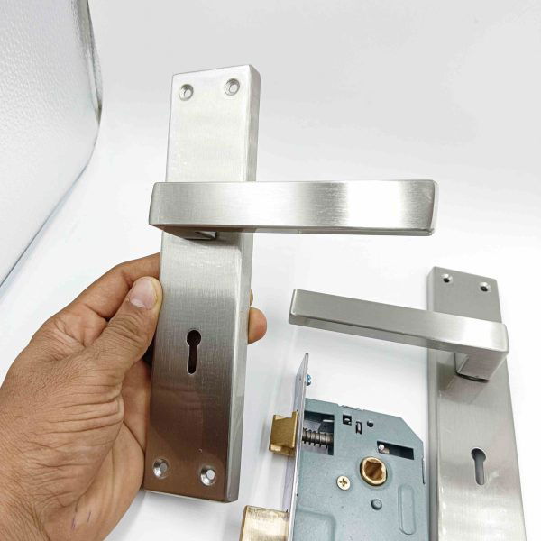 Mortise lock steel 8 inch square model s.s matt finish