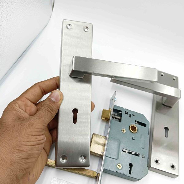 Mortise lock steel 8 inch square model s.s matt finish