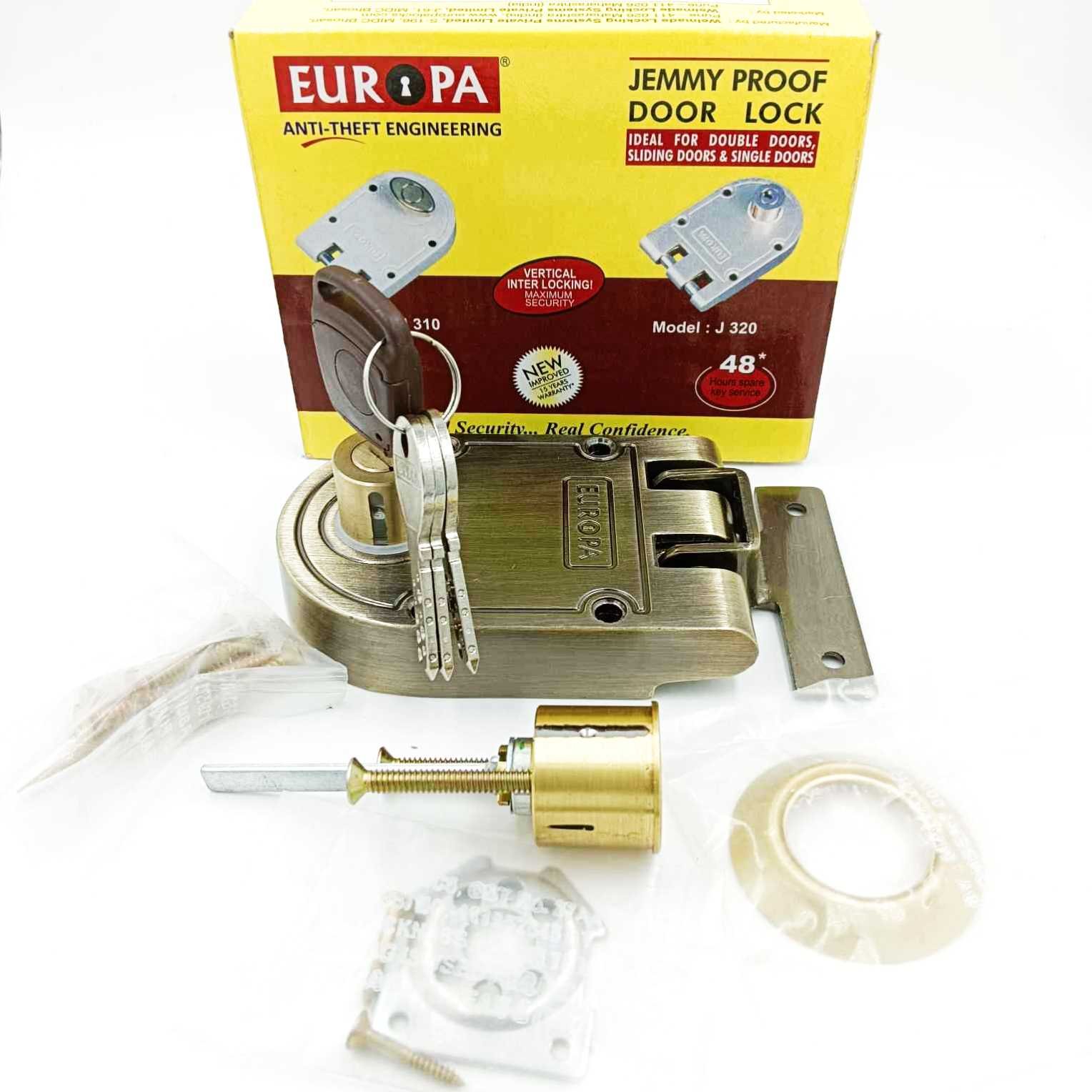 Europa Maindoor lock for double door J320AB vertibolt 15 years  warranty(1021) - Bhoomi Hardware