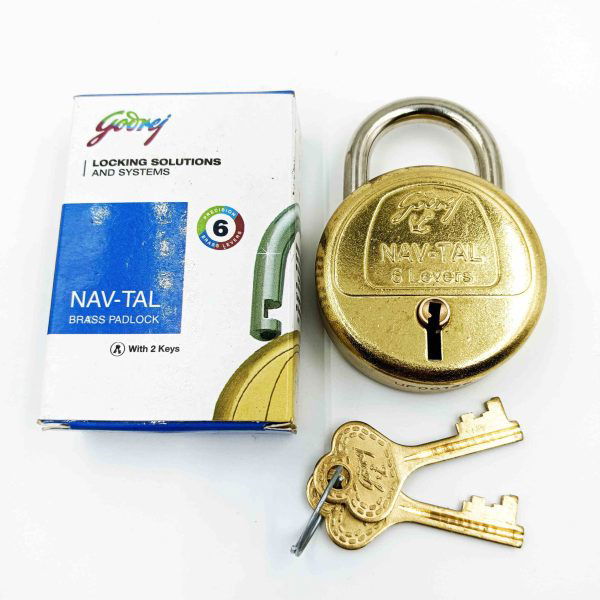 Godrej Navtal round padlock 3278 brass 6 levers