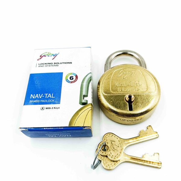 Godrej Navtal round padlock 3278 brass 6 levers