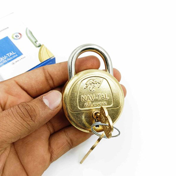 Godrej Navtal round padlock 3278 brass 6 levers