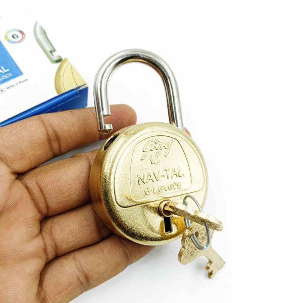 Godrej Navtal round padlock 3278 brass 6 levers