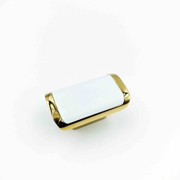 Drawer cabinet knob Rectangle pvd gold with white DK231