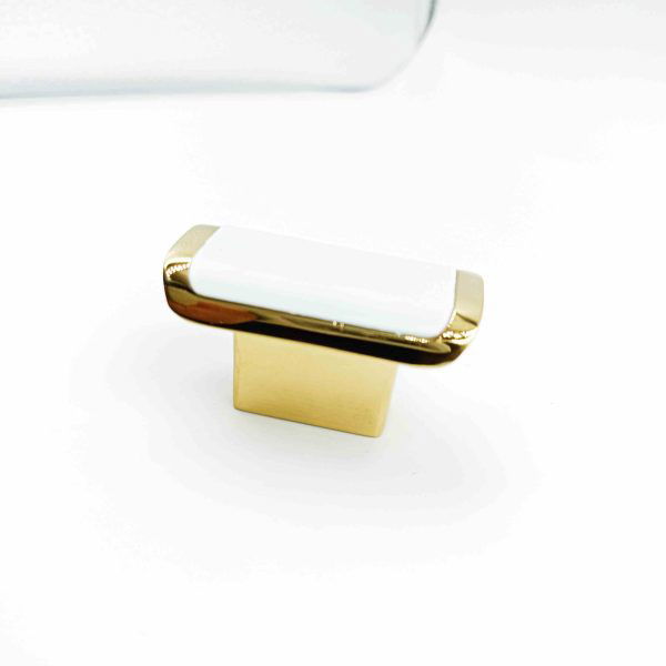 Drawer cabinet knob Rectangle pvd gold with white DK231