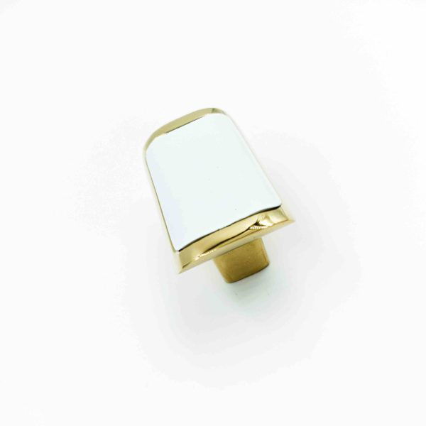 Drawer cabinet knob Rectangle pvd gold with white DK231