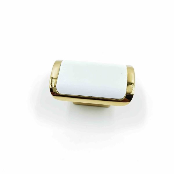 Drawer cabinet knob Rectangle pvd gold with white DK231
