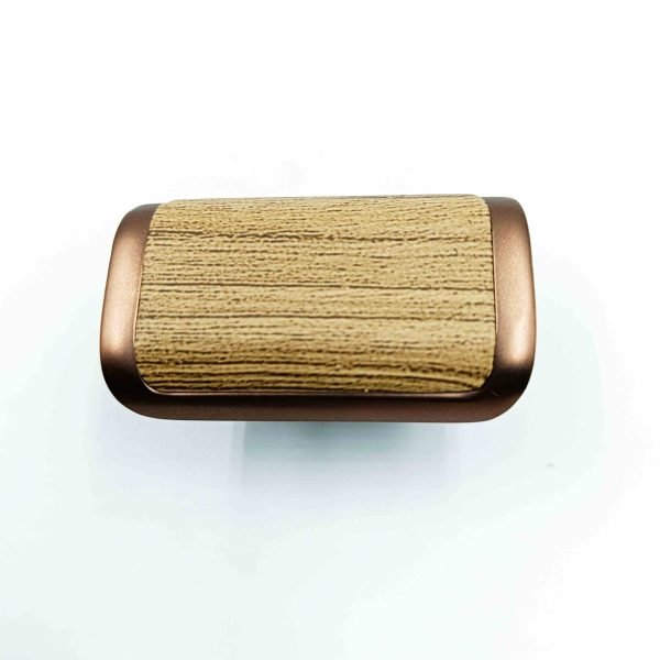 Drawer cabinet knob Rectangle teakwood with rosegold DK231 50mm