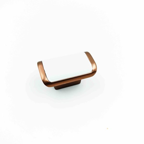 Drawer cabinet knob Rectangle white with rosegold DK231 50mm