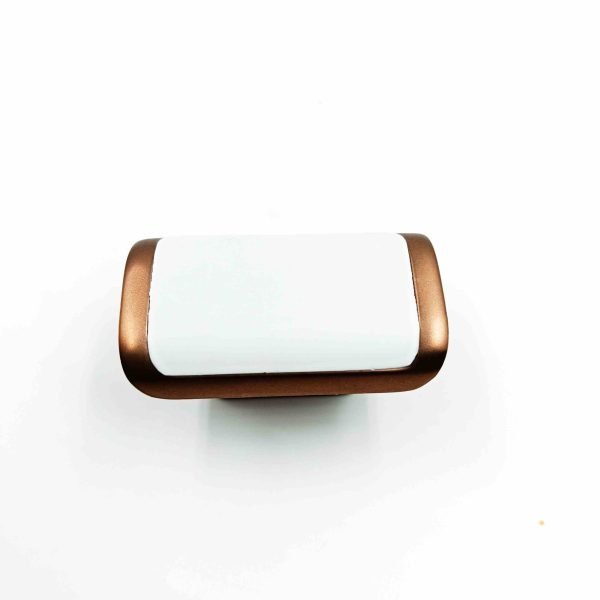 Drawer cabinet knob Rectangle white with rosegold DK231 50mm