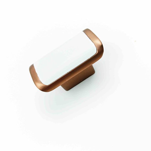 Drawer cabinet knob Rectangle white with rosegold DK231 50mm