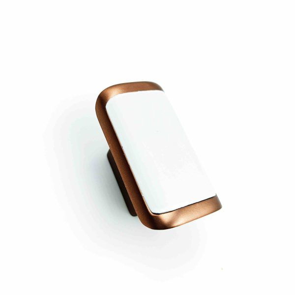 Drawer cabinet knob Rectangle white with rosegold DK231 50mm