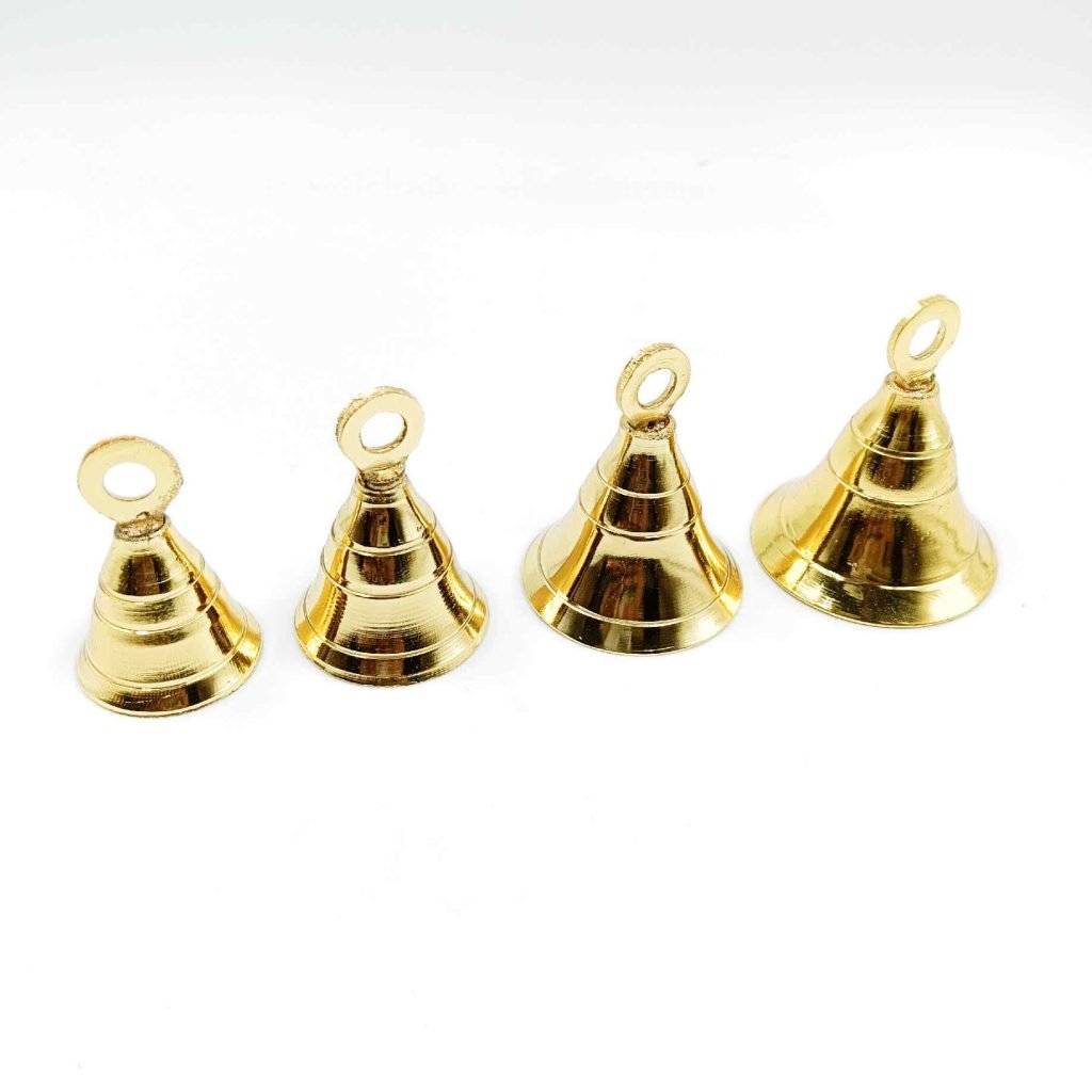 Small brass hanging bell silver and gold finish 1/2,3/4,1,1.5