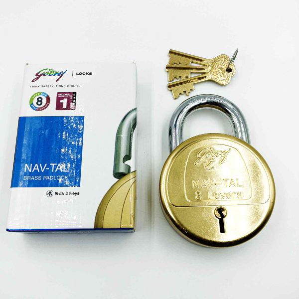 Best padlock Godrej Navtal round 8 lever brass