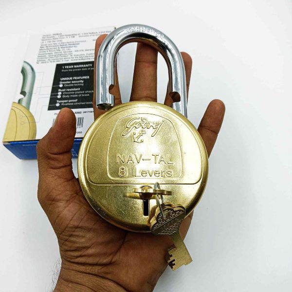 Best padlock Godrej Navtal round 8 lever brass