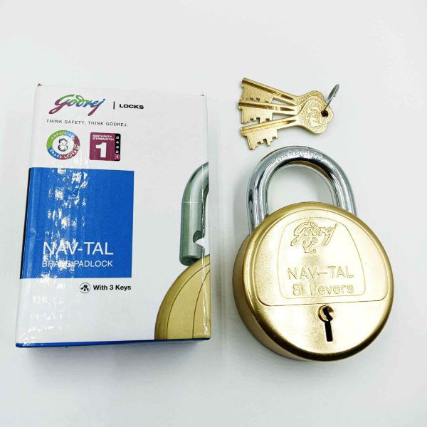 Best padlock Godrej Navtal round 8 lever brass