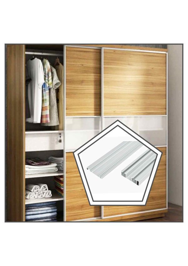 Sliding wardrobe double slim track for 2doors