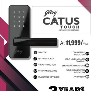 Godrej Digital mortise door lock CATUS Touch 3 years warrenty access by pin code,key,password