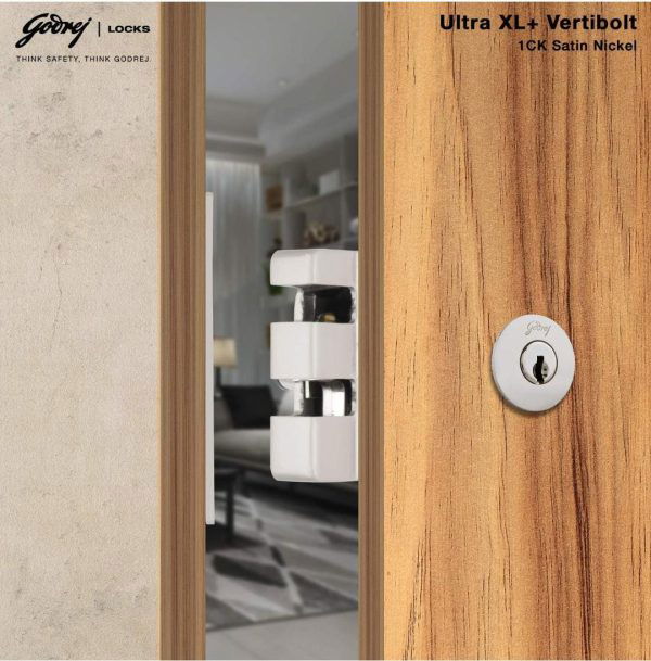 Godrej maindoor lock ultra XL+ vertibolt 1ck for double door satin nickel 4291 5 year warrenty