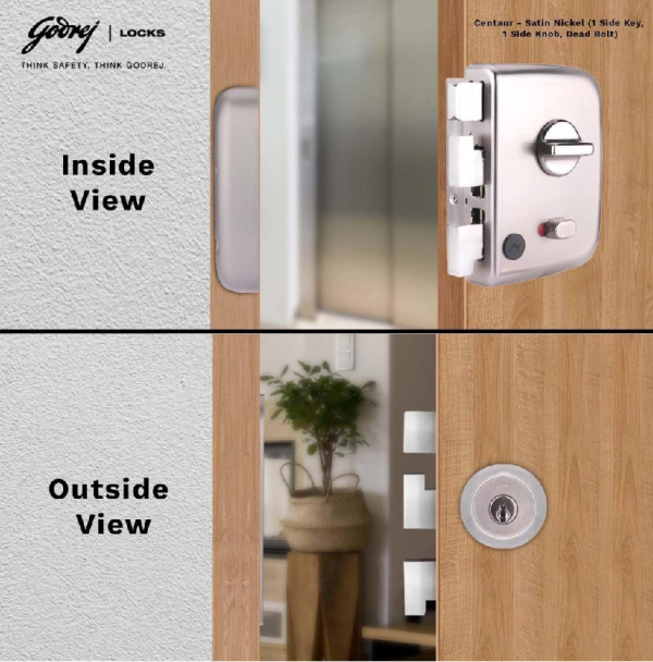 Godrej maindoor lock 4451 centaur for double doors 15 years warranty with satin finish free installation