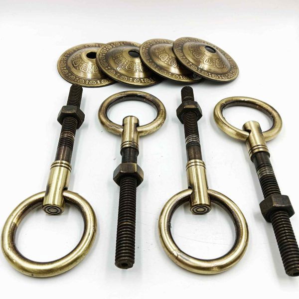 Antique jula bottom kada 7inch set of 4pcs with plate 12mm rod steel antique