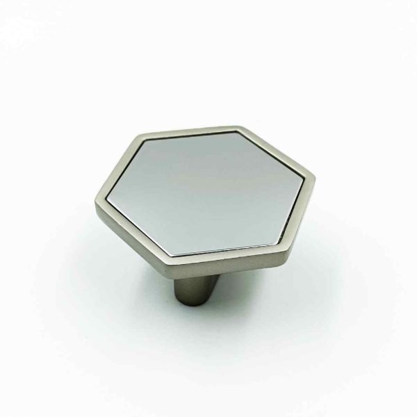 Drawer cabinet knob hexagon 234 CP glossy/ satin 50mm (2")