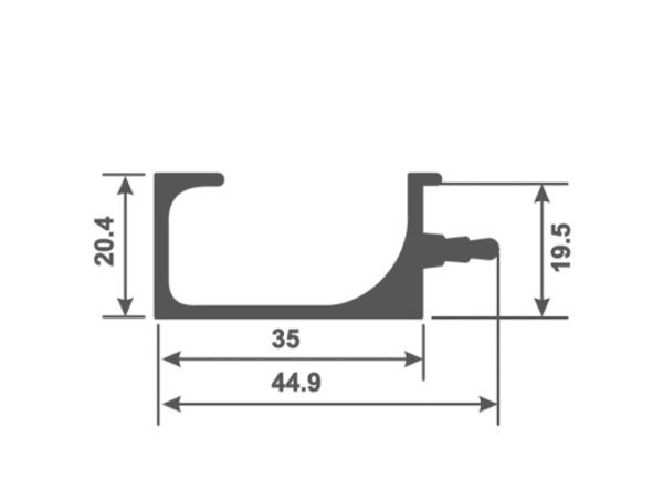 G profile handle gold,rosegold,black,c.p brush,aluminium matt,s.s  35mm*19mm (3mtr length)