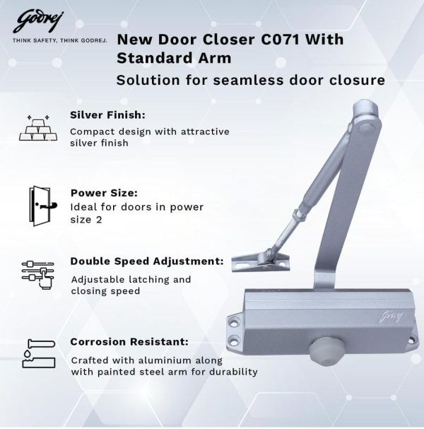 Godrej door closer C071 60kg capacity 1years warrenty 6800