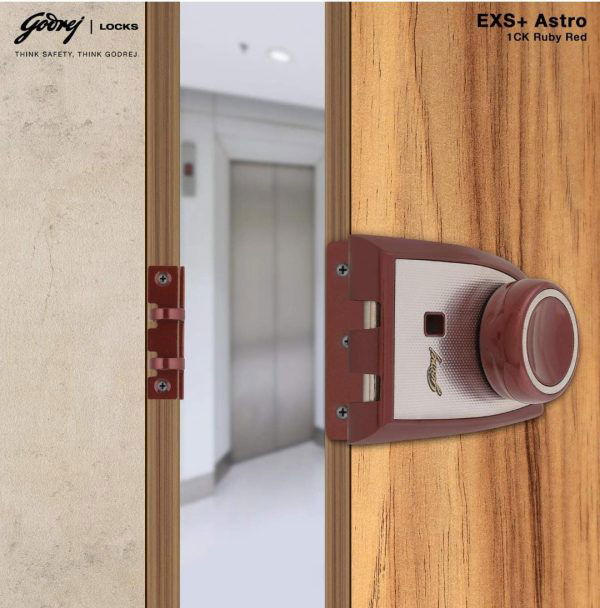 Godrej maindoor lock EXS astro 1ck 3397 for double door Ruby red 15 years warrenty