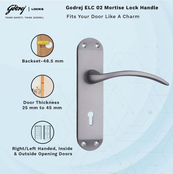 Godrej mortise lock grey 7inch 6324 ELC02 matte black nickel