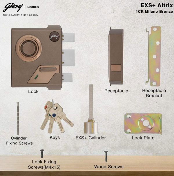 Godrej maindoor lock 3232 EXS+ Altrix 1ck deadbolt milano bronze 15 years warrenty free installation