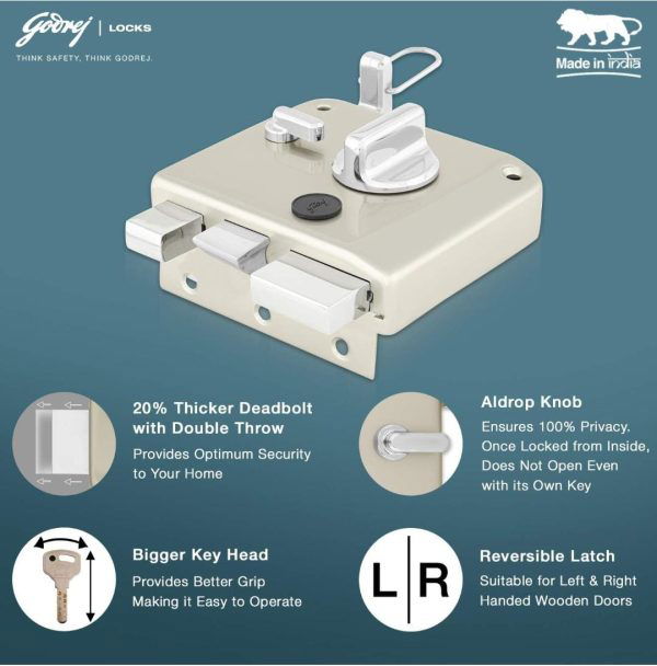 Godrej maindoor lock 6086 ultra XL+ tribolt 1ck deadbolt satin steel finish 5 years warrenty free installation