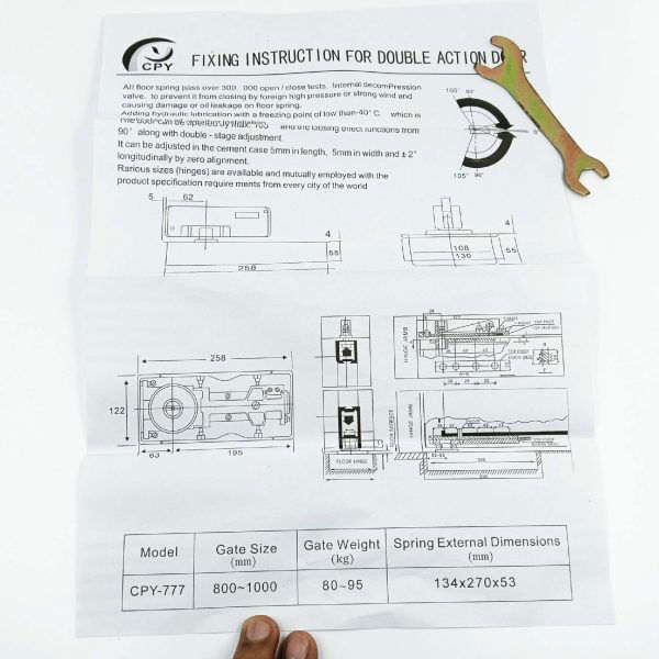 Floor spring 90kg capacity CPY 777 floor hinge double action auto door closer door spring 1 year warrenty