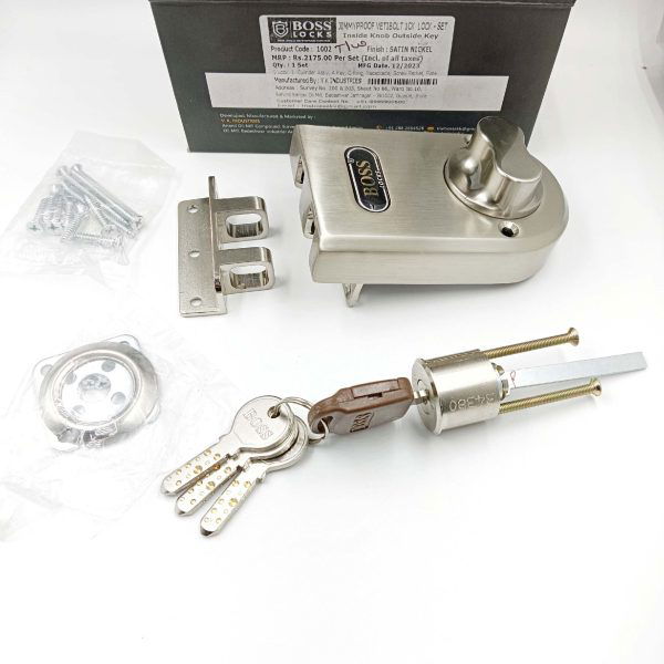 Boss maindoor lock for double door jimmyproof vertibolt steel satin finish1ck 1002 15years warranty