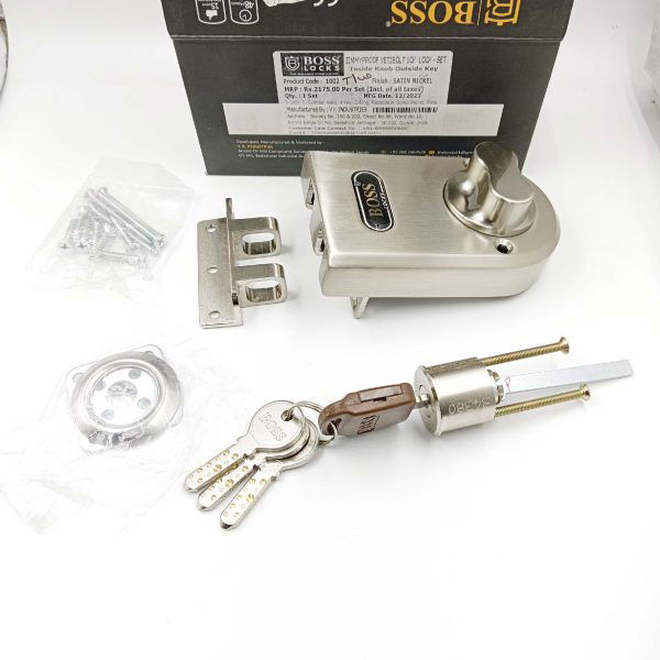 Boss maindoor lock for double door jimmyproof vertibolt steel satin finish1ck 1002 15years warranty