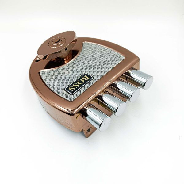 Boss maindoor lock 4 dead bolt pvd rosegold finish 9916 Ultra super bolt 2ck with classic pull handle free