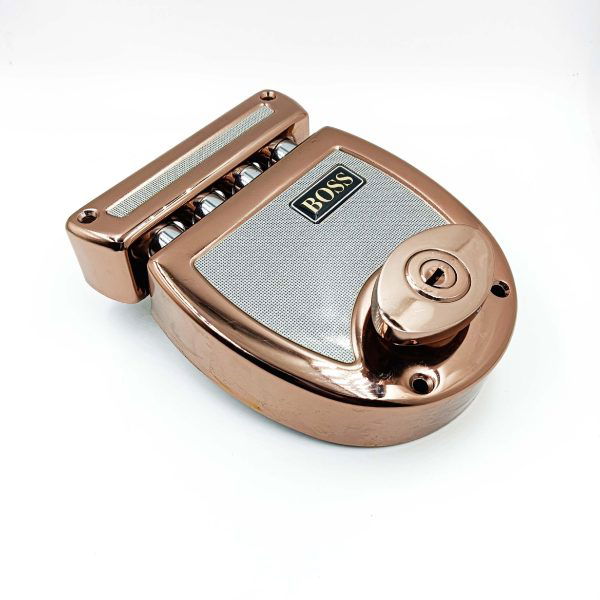 Boss maindoor lock 4 dead bolt pvd rosegold finish 9916 Ultra super bolt 2ck with classic pull handle free