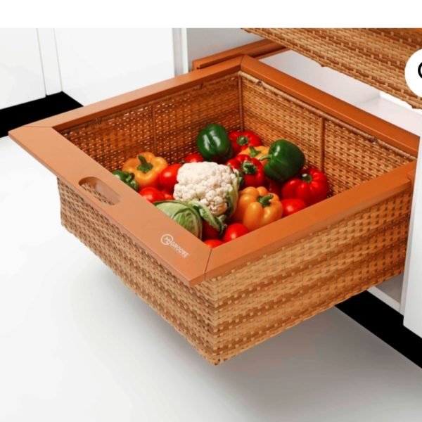 Wicker basket italian pvc vegitable basket 450mm 4",6",8" wooden finish MH groove