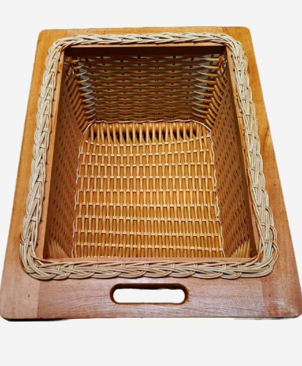 Wicker basket pvc vegitable basket 450mm 4",6",8" wooden finish