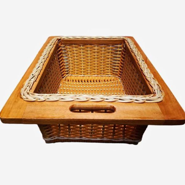 Wicker basket pvc vegitable basket 450mm 4",6",8" wooden finish