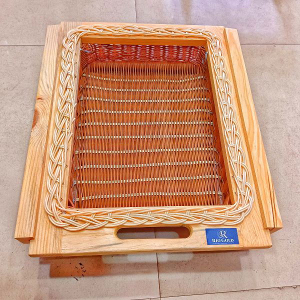 Wicker basket pvc vegitable basket 450mm 4",6",8" wooden finish