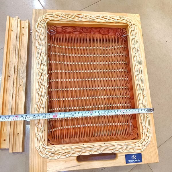 Wicker basket pvc vegitable basket 450mm 4",6",8" wooden finish