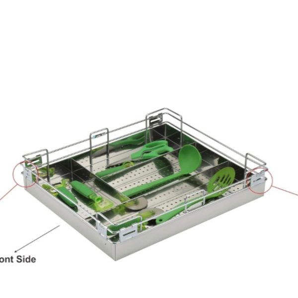 Kitchen basket stainless steel Perforated Cutlery Basket Cutlery Organizer for Modular Kitchen Trolley Kitchen Cabinet/Kitchen Drawer deep-20" ,height-4",width-15",17",19",21",24"