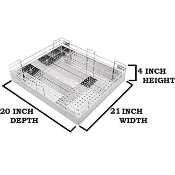 Kitchen basket stainless steel Perforated Cutlery Basket Cutlery Organizer for Modular Kitchen Trolley Kitchen Cabinet/Kitchen Drawer deep-20" ,height-4",width-15",17",19",21",24"